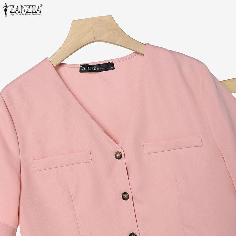 ZANZEA Completo estivo due pezzi da donna con blusa a maniche corte e shorts