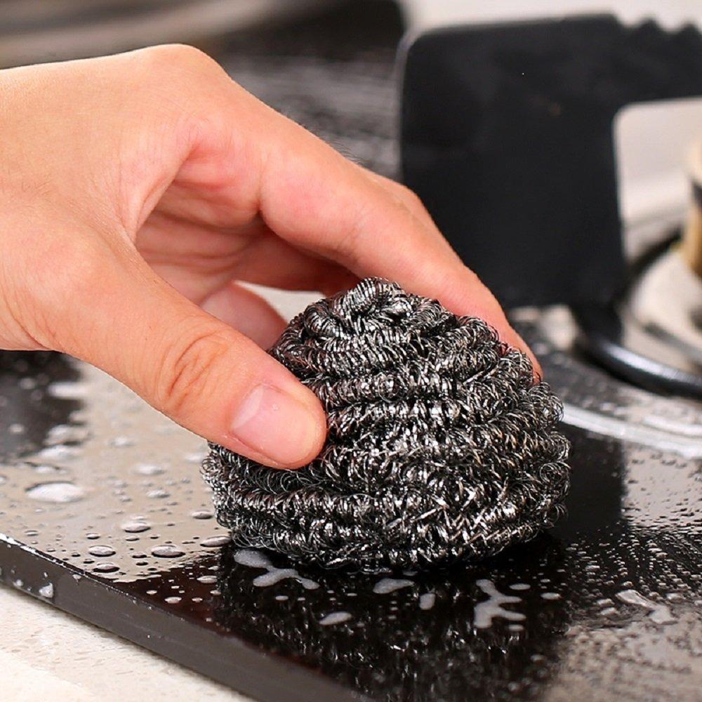 4PCS Stainless Steel Cotton Scrubbers Scrub Scouring Pad Steel Cotton Scrubbers Are Suitable for Kitchens and Bathrooms.