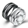 Hypoallergenic Titanium Steel Eternity Rings - Full CZ Inlay, Black/Silver Couple Matching Bands for Daily Wear & Gift