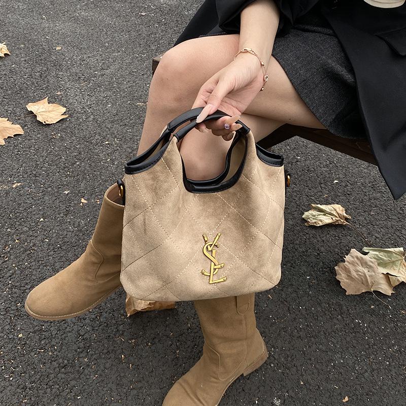 Koreanische Ins Premium Eimer Tasche Nischen Design Handtasche Rauten Stickerei Faden Große Kapazität Kette Schulter Umhängetasche