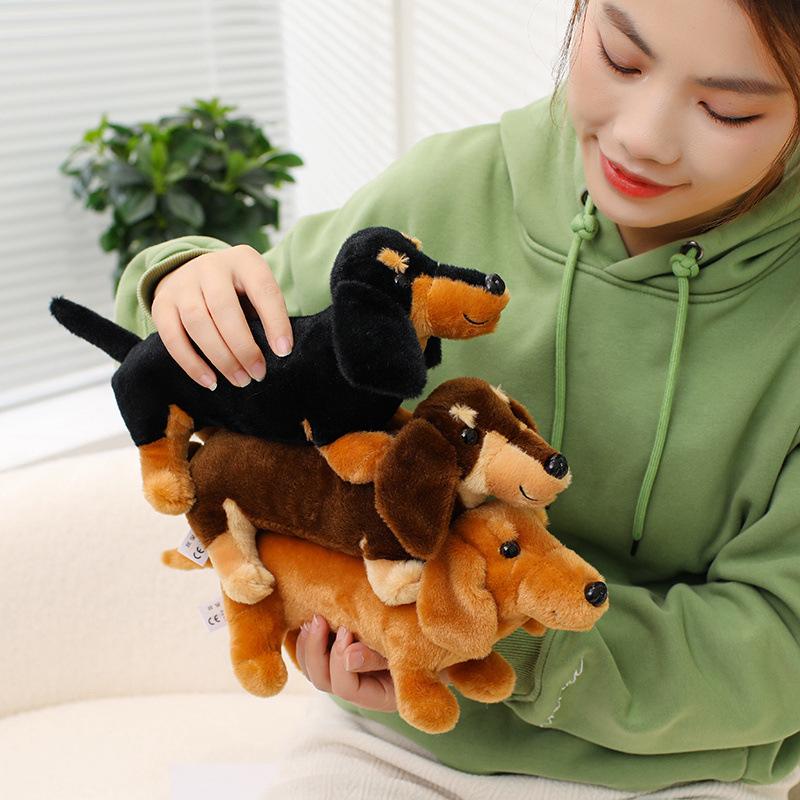 Cute Simulation Dachshund Doll Plush Toy Puppy Dog Doll Children Soothing Rag Doll Male Birthday Gift