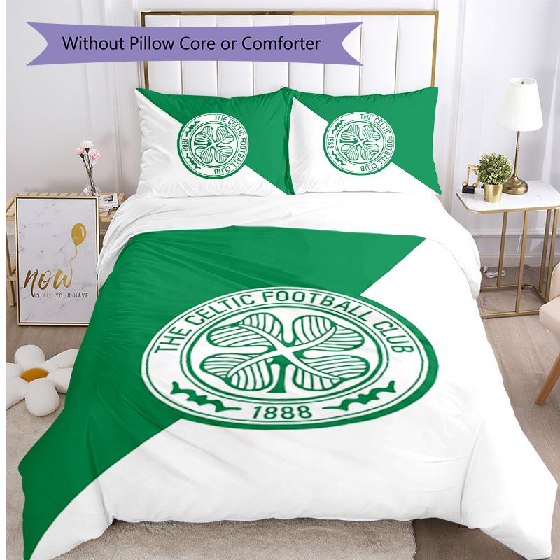 Set Biancheria da Letto Celtic FC Stampato 3 Pezzi Copripiumino Traspirante con Federe Biancheria da Letto Decorativa per Camera da Letto Casa