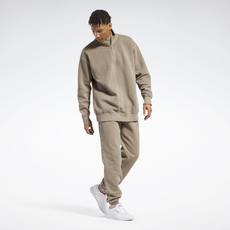Reebok Zip Retro Solid Color Sports Hoodie Unisex Hoodies Khaki HM5364