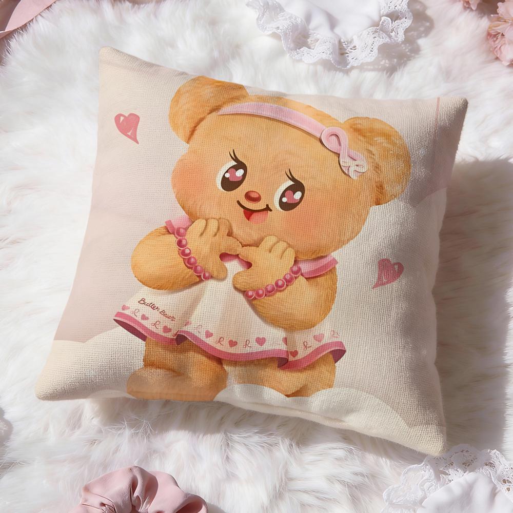 Anime B-Butter BearS Cushion Cover Premium Comfort Reversible Pillow Cove -Two In One Design for Any Room & Car Interior