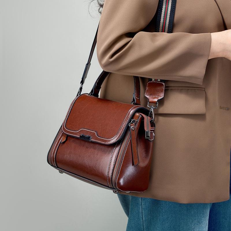 Dámská taška z pravé kůže Kbelíková taška Crossbody taška Taška na dojíždění Kabelka Taška přes rameno