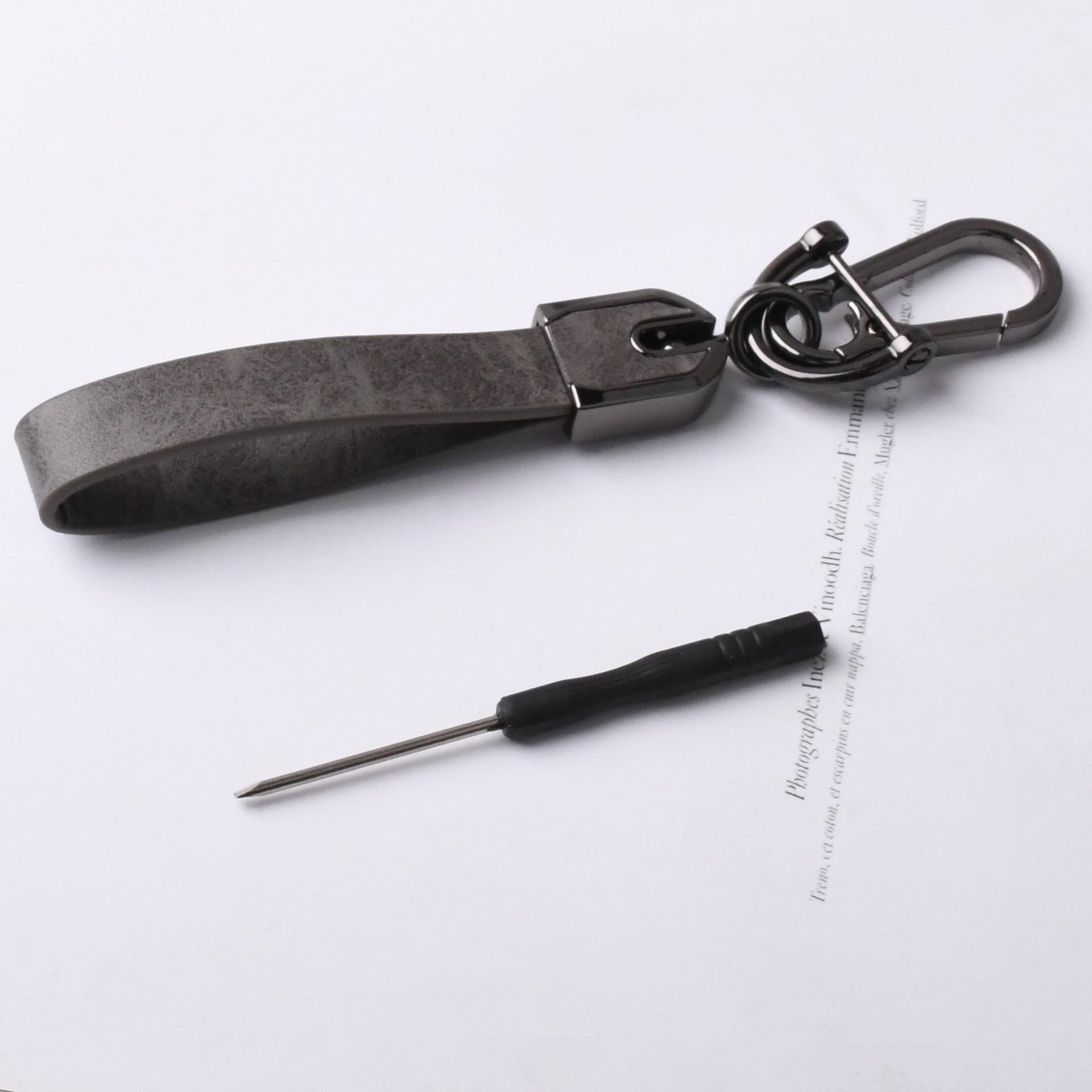 

Personalize Leathers Car High-end Keychain Vintage Anti-Lost Keyring Custom Logo Pendant Key Chain Ring for Men and Women Gift Blank серый