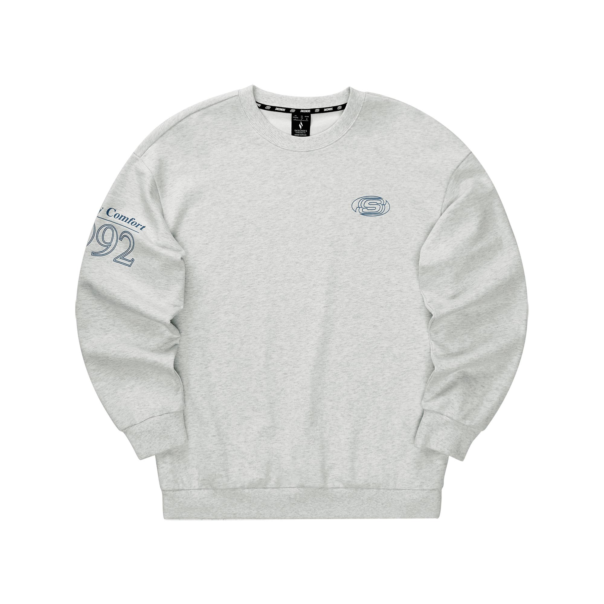 Skechers Retro Sports Loose Fit Crewneck Sweatshirt Unisex Sweatshirt Light-White Gray L324U096-0248 S