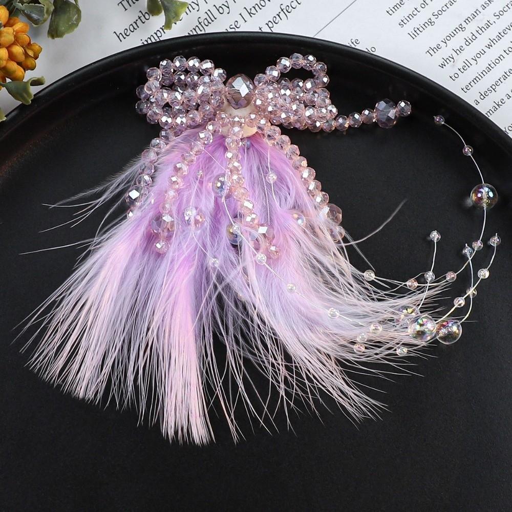 

Ethereal Crystal Beads 3D Feather Flower Patch Bowknot Multi-layer Studded Patch Handmade Crystal Patch DIY Crafts фіолетовий
