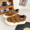 TP505 latex insole/Velcro leopard print platform bread shoes women's board shoes casual Hong Kong style 2024 new autumn