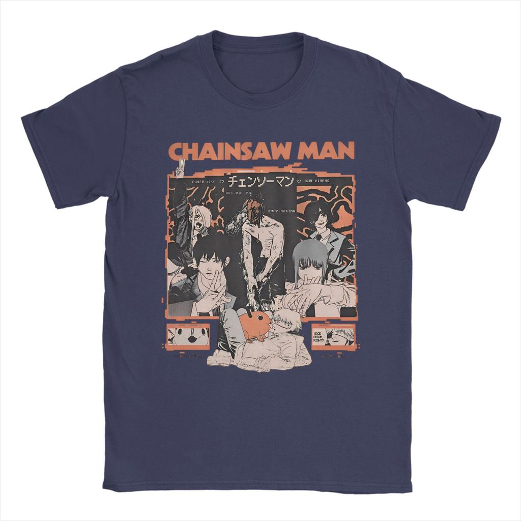 Chainsaw Man Makima Power Reze Camisetas 100% Algodón Camisetas Divertidas Cuello Redondo Camisetas de Manga Corta de Manga Corta Verano