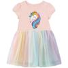 In Stock Summer Unicorn Small and Older Children's Short Sleeve Dress