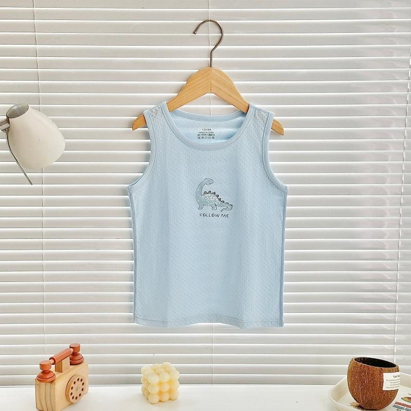 Boys pure cotton vest summer children's mesh hurdle girl baby sling little boy summer middle and older children's vest