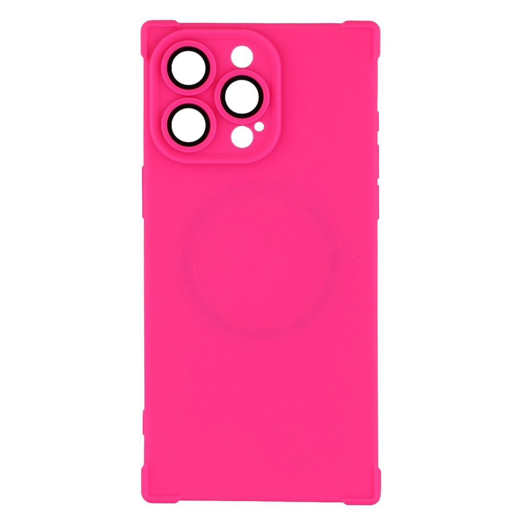 For iPhone 15 Pro Max Case Compatible with MagSafe Straight Edge TPU Phone Cover with Camera Lens Protector