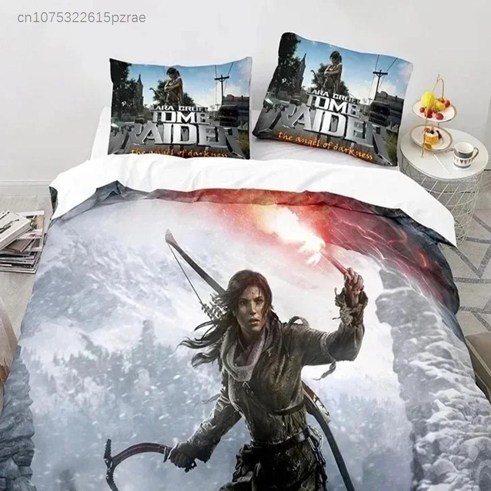 3D-Druck Spiel Tomb Raider Bettwäsche-Set Schlafzimmer Weiche Moderne Tagesdecken Bequeme Kinder Bettbezug Bettdeckenbezug Und Kissenbezug