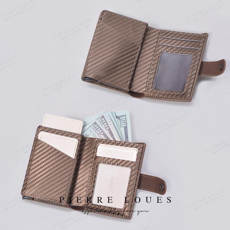 Card bag buckle automatic elastic card cover access control protective cover plaid aluminum box 20% off change bag trend card bag