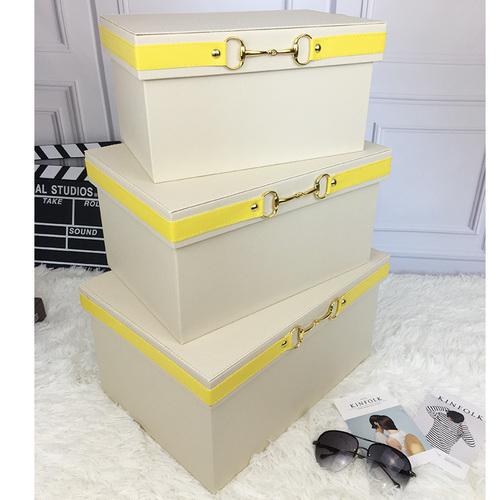 Luxury  Pu Leather Orange Storage Bins Colorful Storage Box  Organizer Containers Baskets with Cover Handles