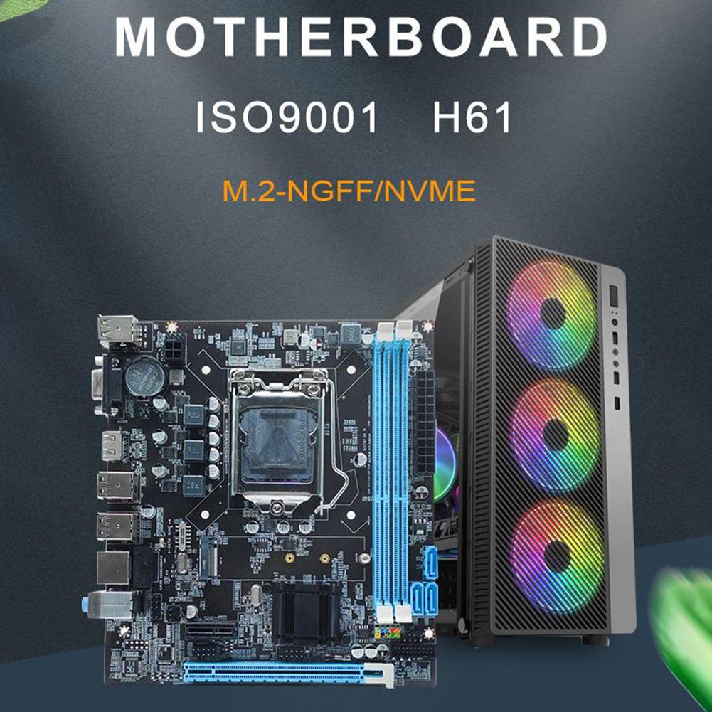 H61 Motherboard with LGA1155 I3/I5/I7 CPU 16GB Micro-ATX Dual Channal DDR3 1066/1333/1600 MHZ for Desktop Computer Main Board