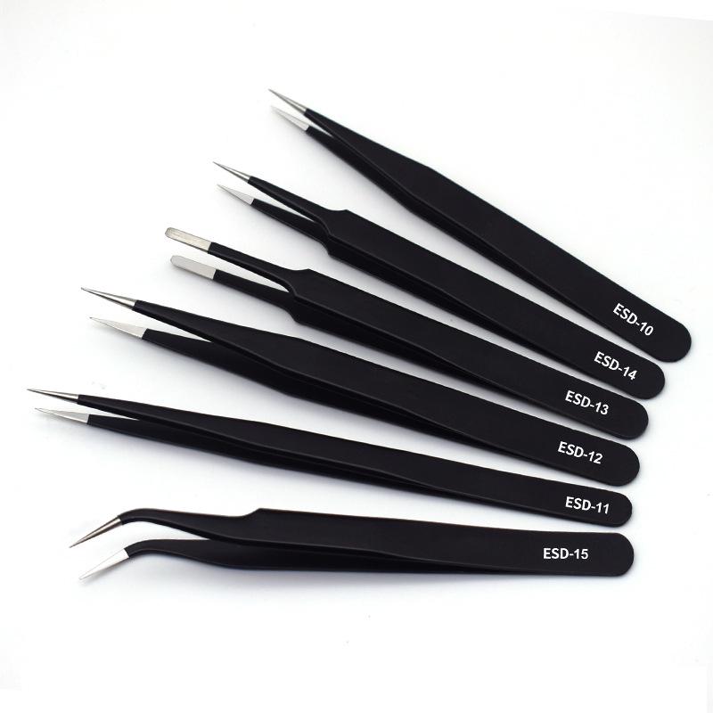 DIY Stainless Steel Curved Tip Anti-static Tweezers for Bird's Nest Handling and Eyelash Extensions