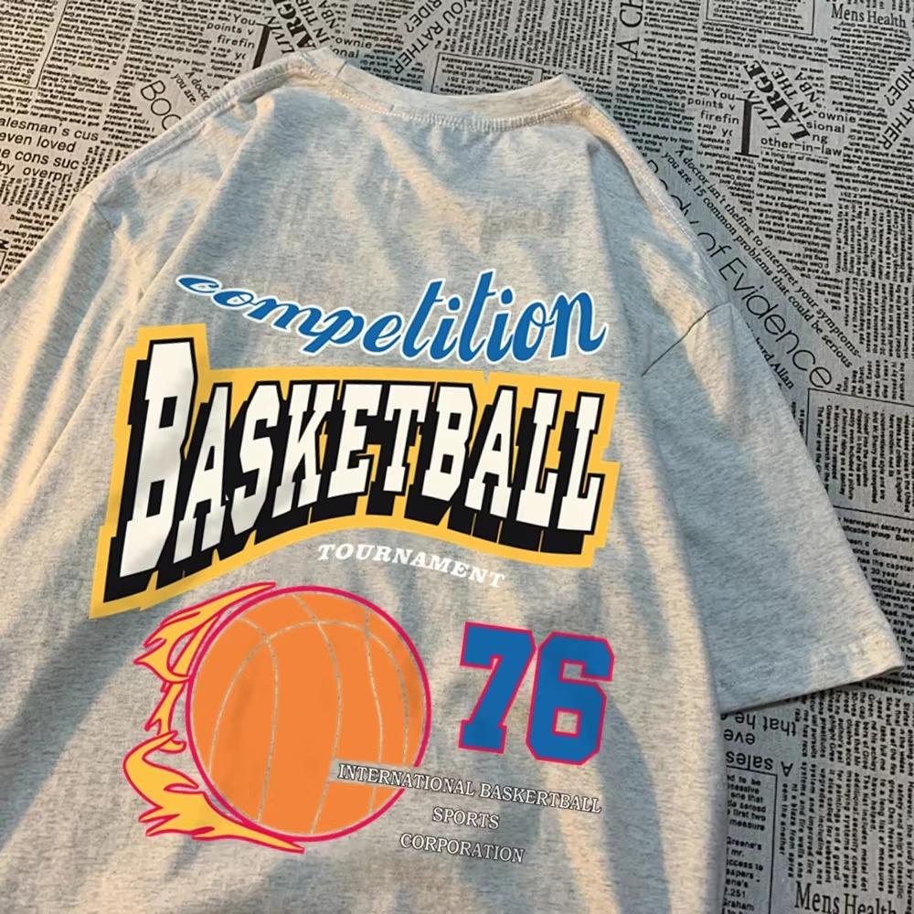 Wettkampf Basketball 76 T-Shirts Herren Damen Street O-Ausschnitt Kleidung Locker Übergroße T-Shirts Harajuku Baumwolle Marke Kurzarm