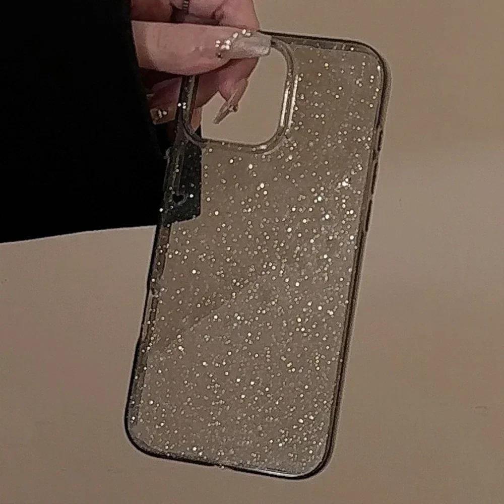 Luxury Transparent Glitter Bling Phone Case for IPhone 11 12 13 14 15 16 Pro Max XR XS X 7 8 Plus Sequin Clear Shockproof Cover
