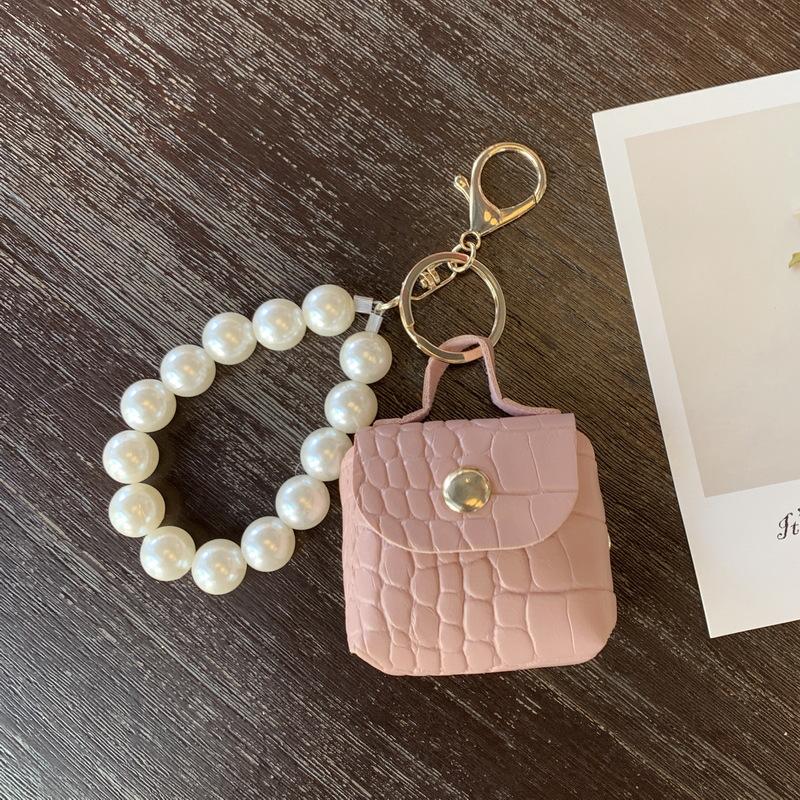 Perlen Tasche Anhänger Auto Schlüsselanhänger Handgefertigt Mini Tasche Zubehör Schmuck PU Leder D-Schnalle Großhandel