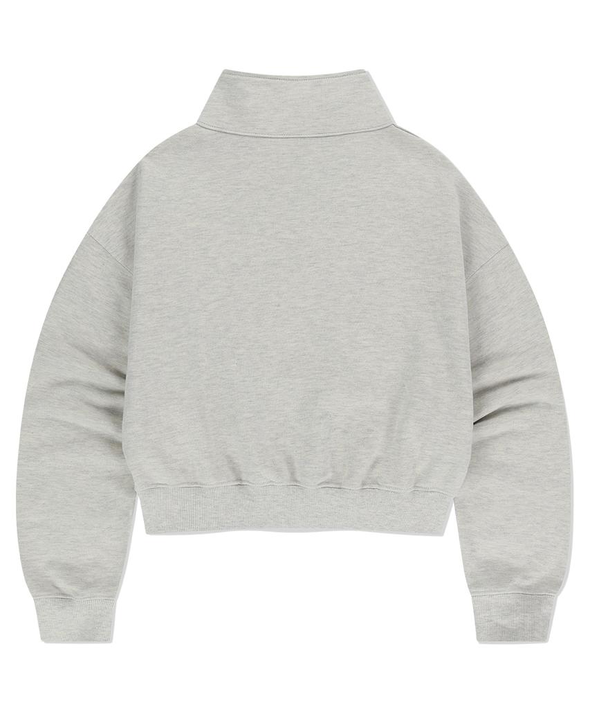 MAHAGRID Script Logo Crop Half Zip Up Oatmeal(Mg2Effm484A)