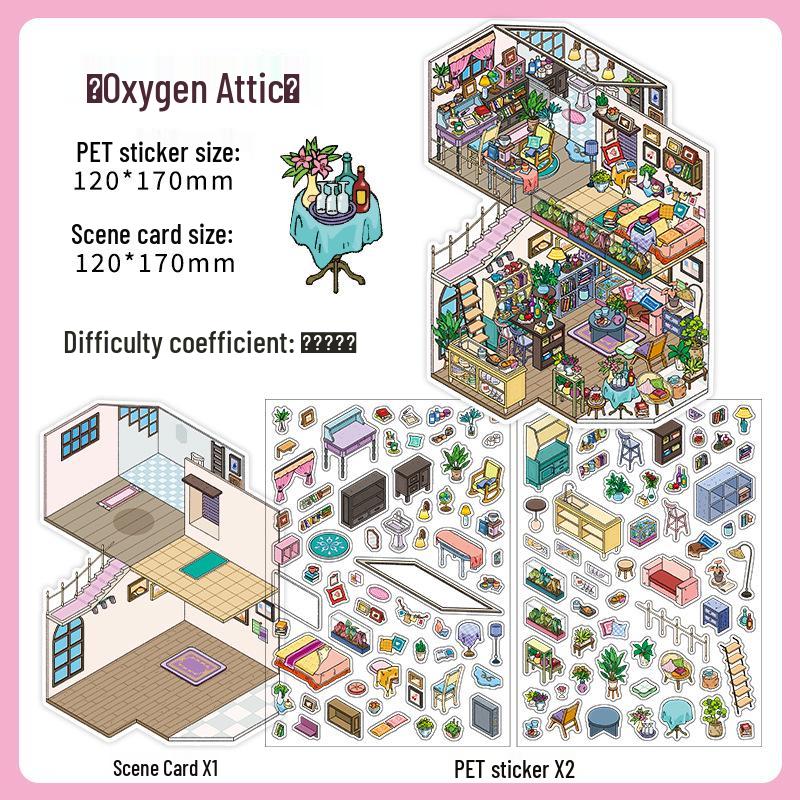 Infeel.Me My Little House 3D Scenery Stickers - Miniature Two-Layer Quiet Book Series