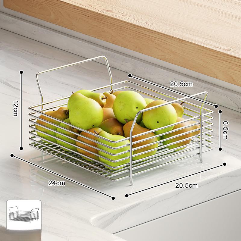 Stainless Steel Storage Basket Stackable Kitchen Fruit Vegetable Rack Dish Bowls Tableware Organizer Kitchen Storage Accessories