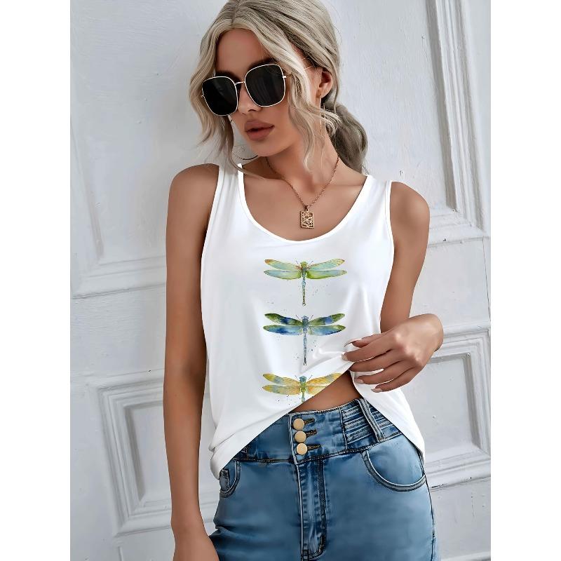 Summer Plus Size Sleeveless Camisole Vest Women 3D Printed O Neck Casual Versatile Simple Vest Tops