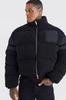 Black Sherpa Padded Down Jacket Long Sleeve Boohoo M