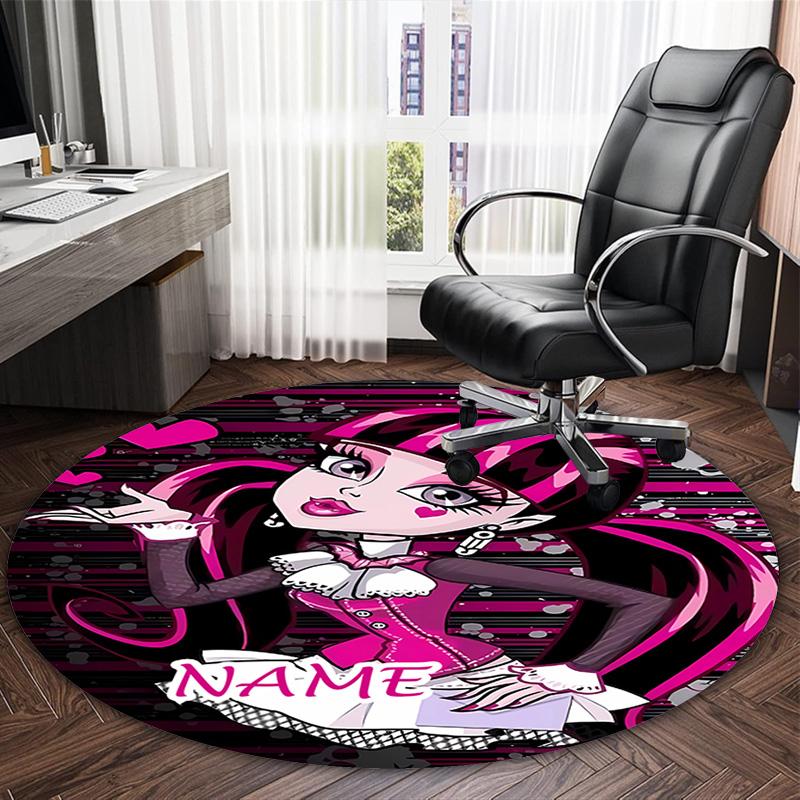 Customizable Monster High Draculaura1 Round Non-Slip Carpet - Ideal for Garden, Picnic, Office, Perfect for Decoration, Suitable For All Seasons