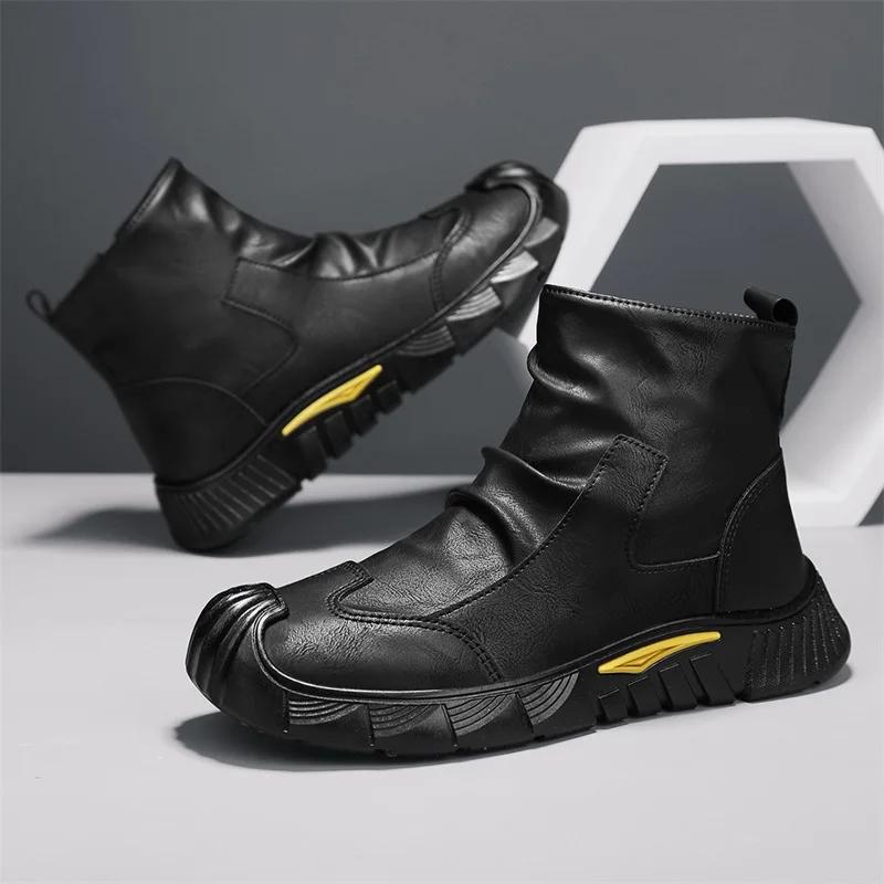 Men Boots Shoes Casual Shoes Classics Ankle Boots High Slip on Office Ventilate Versatile Motorcycle Boots Men Casual Sneakers