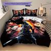 3pcs Samurai Dragon Bedding Set Soft Polyester Down Comforter Cover and Pillowcases, Suitable for All Seasons, Practical Gifts for the Home 0729096