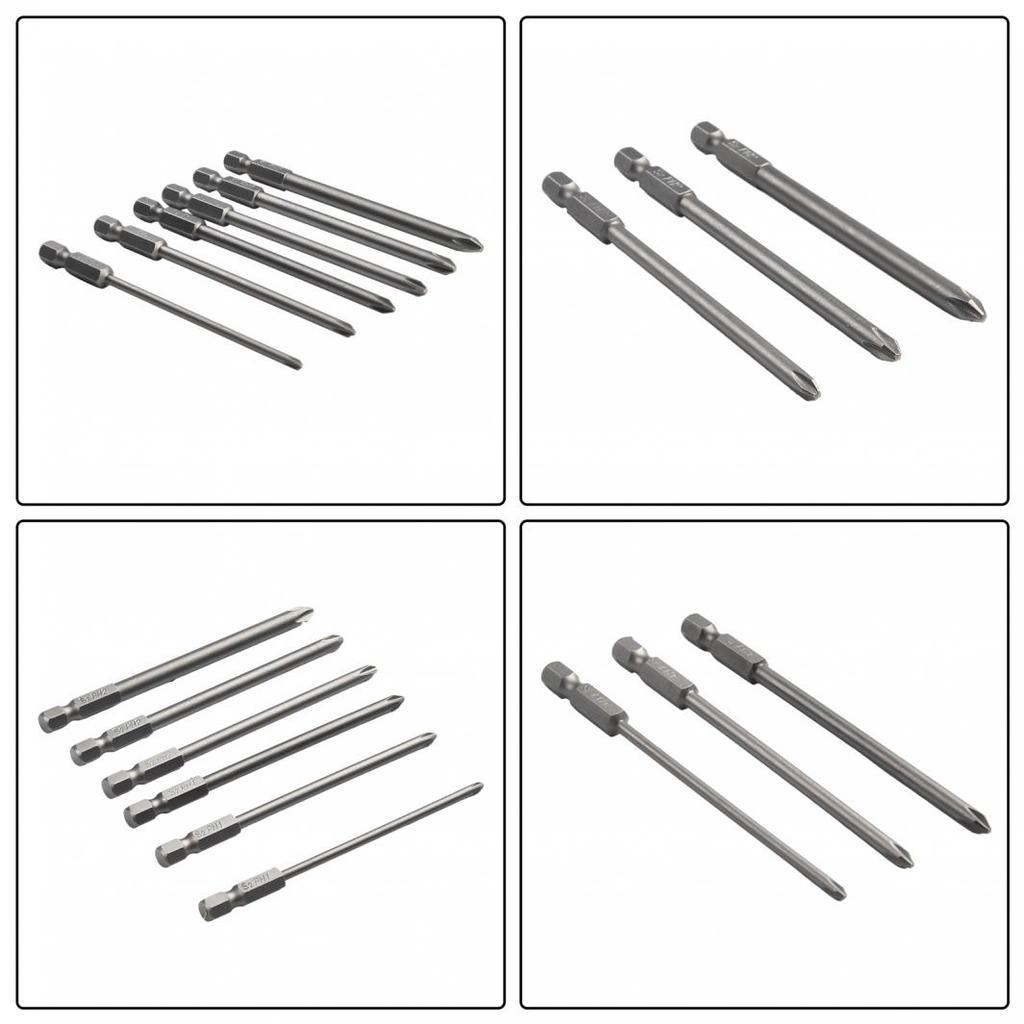 Home Screwdriver Bit Hand Tools 1/4inch 100mm Long 6Pcs/Set Cross Head