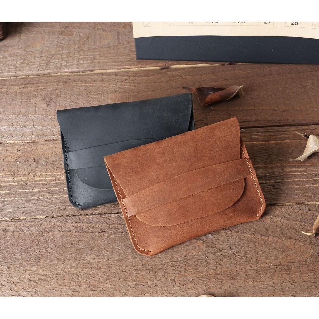 Handmade Crazy Horse Genuine Cow Leather Men's Card Holder Ultra Slim Compact Multi Card Slots Minimalist Leather Card Wallet