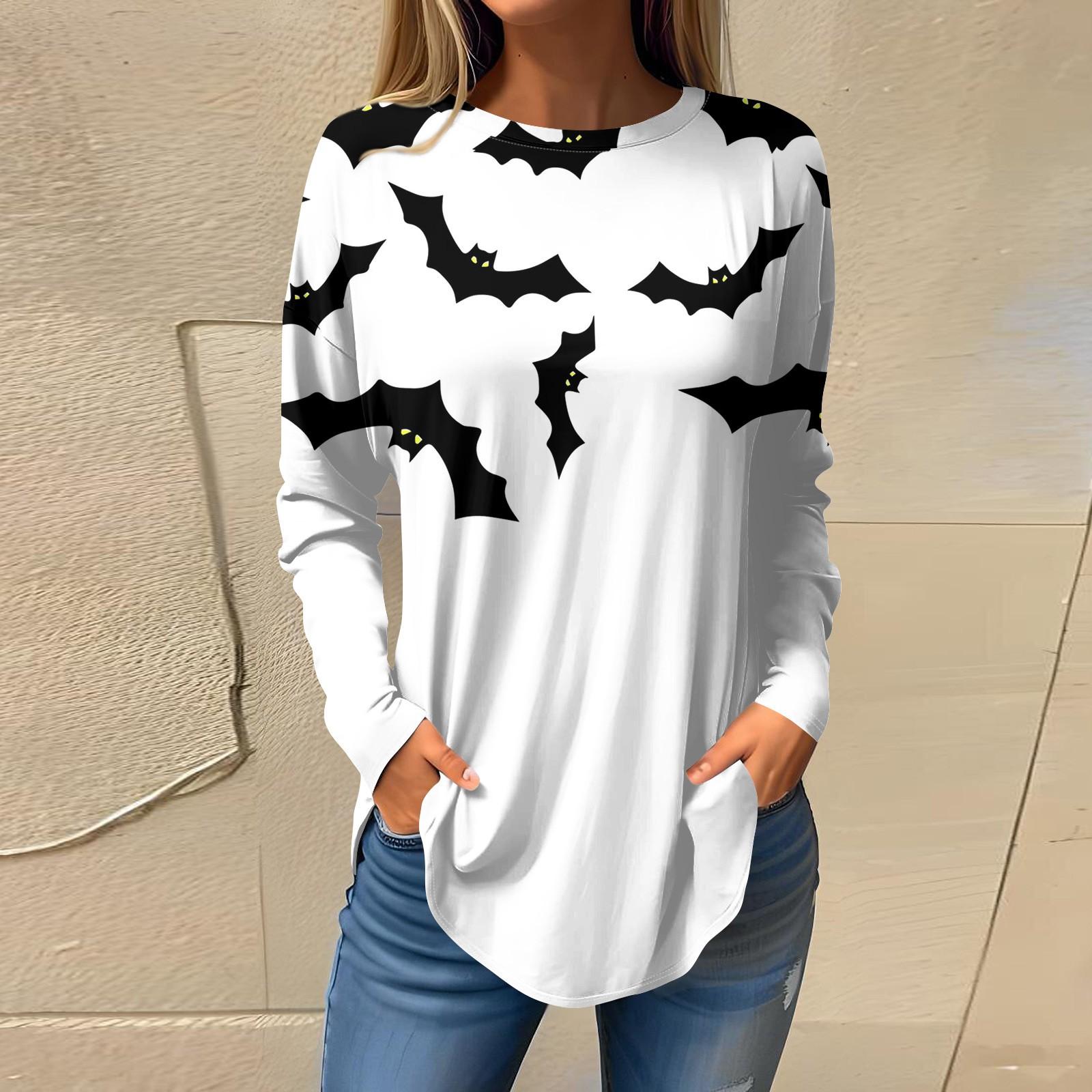 

Женская свободная футболка с длинным рукавом с круглым вырезом и принтом, верхний пуловер XL хаки