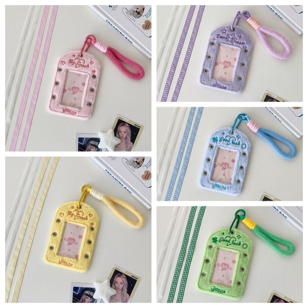 Hanging Decoration Korean Photocard Holder Plush Card Protective Case  School Stationery