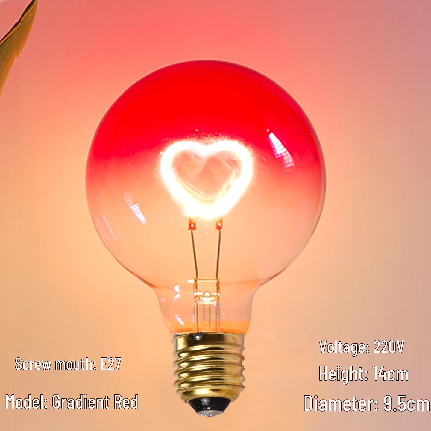 

Декоративная настольная лампа LEDA60 с радужным градиентом и розовой нитью накаливания в виде сердца G95 Gradient Heart