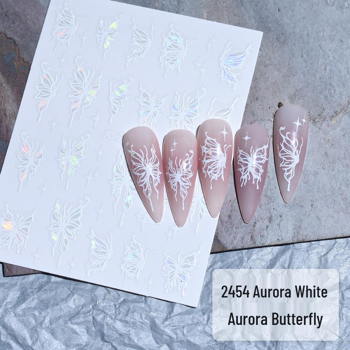 Aurora Black Laser Butterfly Nail Art Stickers 2026 - Small Patterns, Trendy Internet Celebrity Item