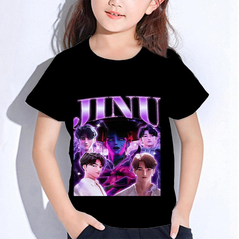 Sommer Huntrix Jente Kpop T-skjorter Barn Demonjegere T-skjorte Zoey Rumi Mira Gutter Jenter Kortarmede Topper Løs O-hals Barneklær