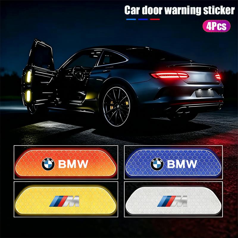 CTCE1 4Pcs Car Stickers Door Opening Reflective Warning Sticker For BMW E91 X5 E70 F11 E30 F31 X3 F25 E61 E83 X1 E53 E87 F32 G20 G30