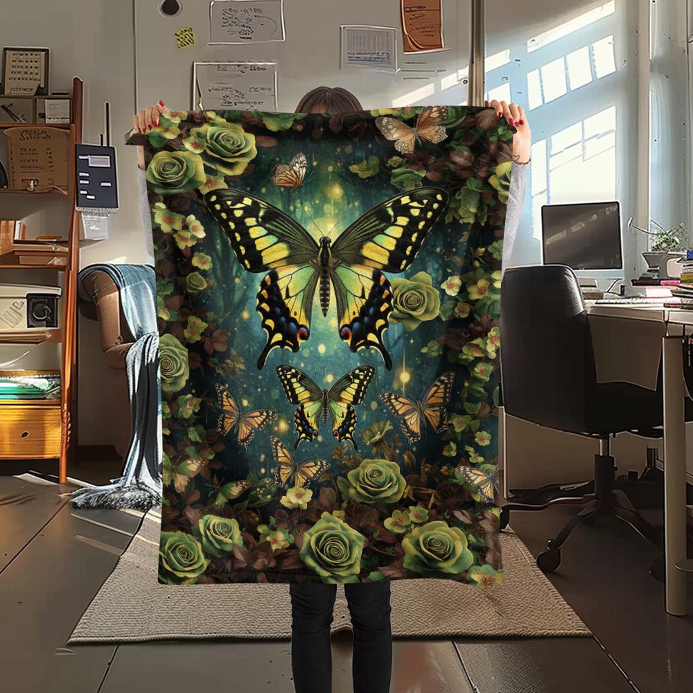 1 Stück 3D-Schmetterlingsdruck Flanelldecke, Hohe Qualität für alle Jahreszeiten, Heimdekoration, Wärme und Komfort, Perfekt für Weihnachtsgeschenke