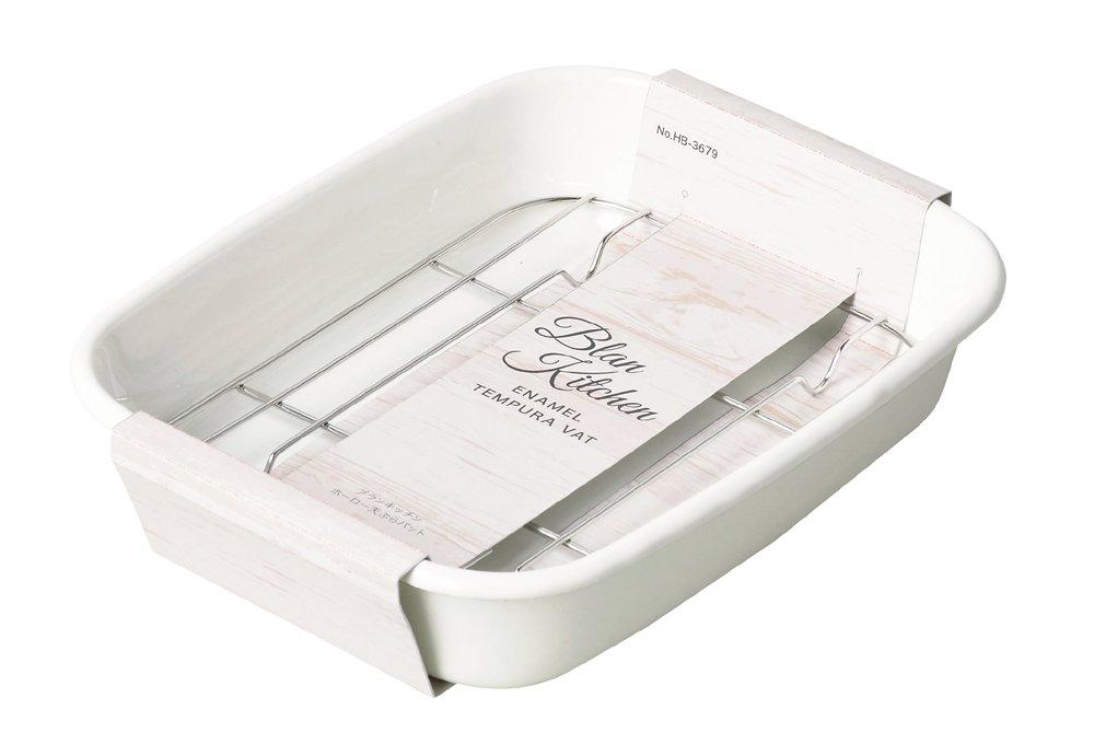 Pearl Metal Tempura Tray, Enamel, Blanc Kitchen HB-3679 White (approx.) Width 24 X Depth 18 X Height 5 Cm