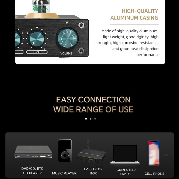 HiFi Stereoes Preamp Featuring Vacuum Tubes and Gold Plateds RCAs Connectors for Sound Quality