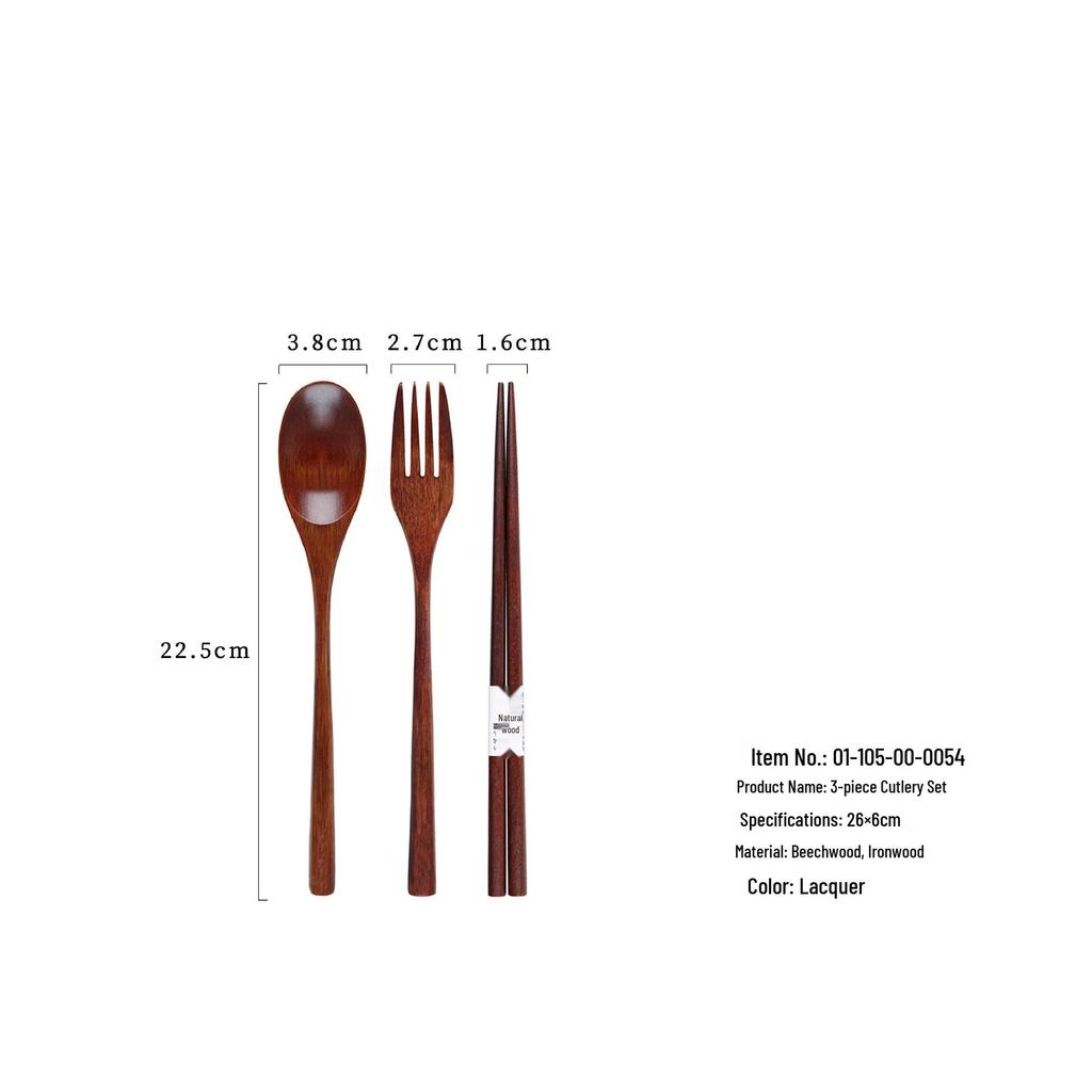 YFJY Drewniany Zestaw Sztućców: Grawerowalny widelec, łyżka, pałeczki z materiałowym woreczkiem - Idealne na wesela i do codziennego użytku