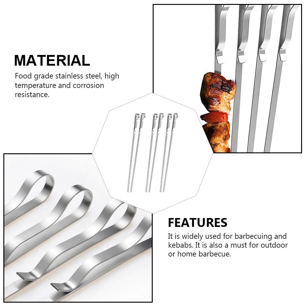Pen Clip-shaped Baking Stick Barbecue Skewers for Grilling Stainless Steel Picnic BBQ Tools