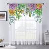 Watercolor Floral Nordic Leaves Sheer Voile Curtain For Living Room Bedroom Kitchen Window Transparent Chiffon Tulle Curtains