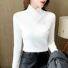 Fashionable Double-Sided Nylon Velvet Long Sleeve Base Shirt Half High Collar Slim Fit Autumn Winter Inner Wear For Women