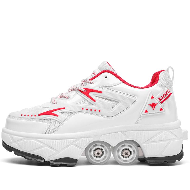 Roller Roller Schuhe 4-Rad Deformationsschuhe Rollschuhe Herren und Damen Erwachsene Ausreißerschuhe Schlittschuhe Schuhe mit Rädern
