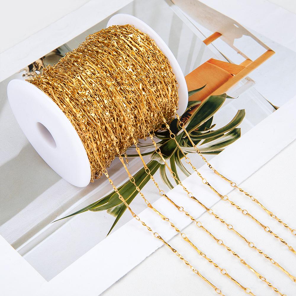 No Fade 1Meter Stainless Steel Gold & Silver Color Twist Stick Link Chain Bulk Chains for DIY Necklace Bracelet Jewelry Making